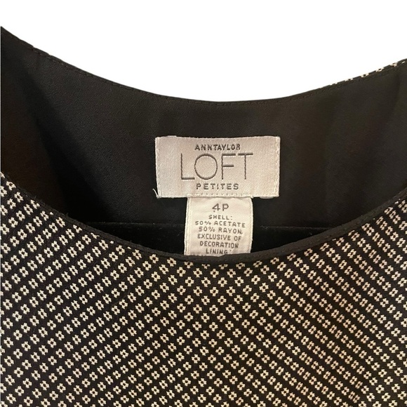 Ann Taylor Loft Women’s Dress Black White Abstract Knit Petite 4P - Picture 7 of 8